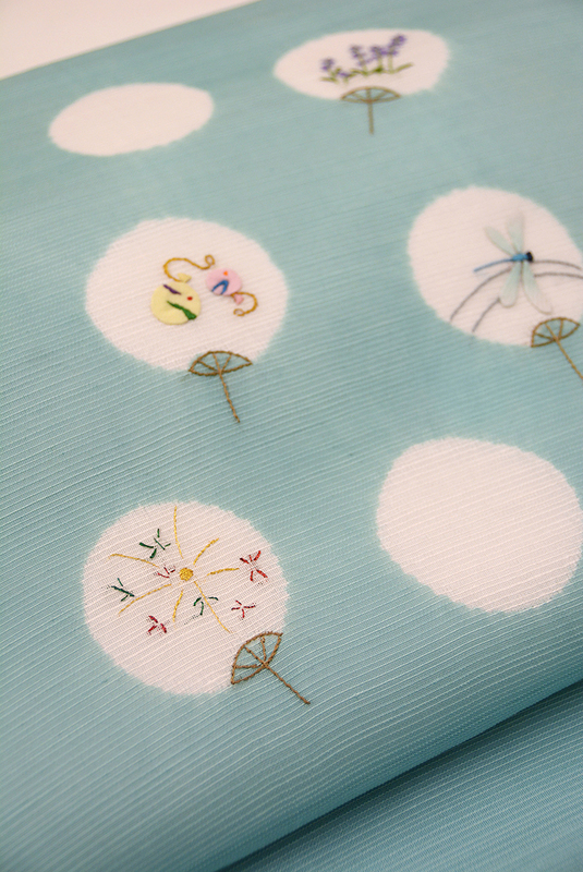 夏染帯 絞り 刺繍 アップリケ 「夏の風物」♢ | 玉川屋呉服店